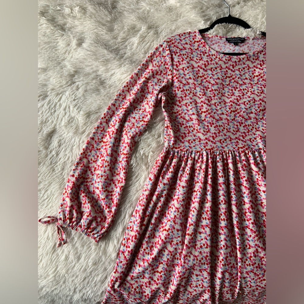 Long sleeve pink floral dress